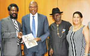 L-R: President, Polo Club of Port Harcourt, Mr. Anthony Isodje; Managing Director Shell Petroleum Development Compnay and Country Chair Shell Companies in Nigeria, Mr. Osagie Okunbor; Trustee of the Club, Senator Emmanuel Diffa; and a Club member, Ms Alison Allanso, during a visit of the club executive to the SPDC Head Office, Port Harcourt recently