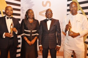 L-R: Vice President Human Resources of Shell in Nigeria and sub-saharan Africa, Mr. Olukayode Ogunleye;Development Manager, Offshore Assets, Mrs. Beatrice Spaine; General Manager External Relations, Mr. Igo Weli; Managing Director, Shell Nigeria Exploration and Production Company, Mr. Bayo Ojulari, at the Social Enterprise Report and Awards ceremony in Lagos... on Saturday.