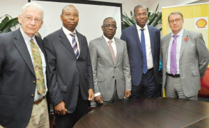 L-R: Managing Director, Shell Nigeria Exploration and Production Company, Bayo Ojulari; General Manager, External Relations, Mr. Igo Weli; and the General Manager, Production Services, Mr. David Martin, at the