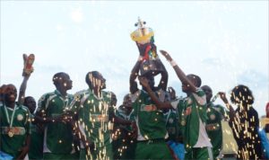 The Excel Education Centre boys celebrate their victory at the 18th edition of the NNPC/Shell Cup after defeating Fosla Academy Abuja 3:2.