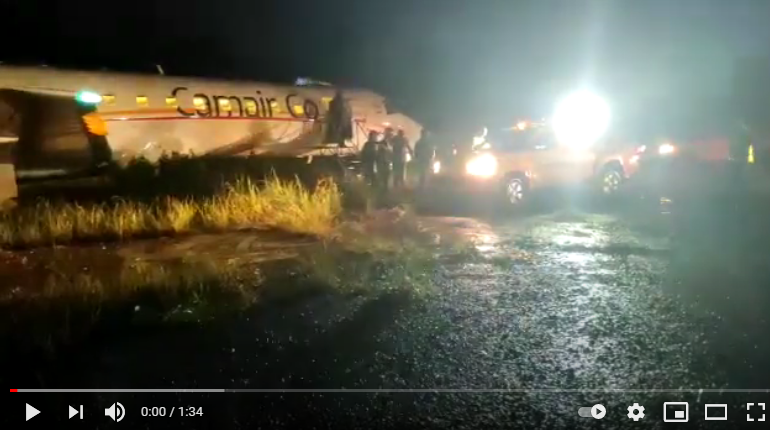 Video - Cameroon's flag carrier Camair-co airplane overshoots the runway