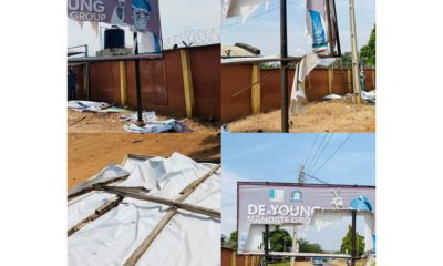 [PHOTOS] Suspected Political Thugs Vandalize APC, Tinubu’s Billboards in Osogbo