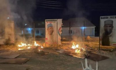 Suspected Political Thugs Vandalize PDP Campaign Organisation Building, Set Structure, Billboards Ablaze