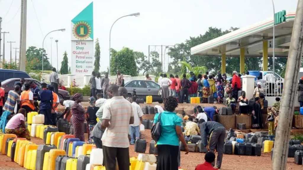 A long queue at an NNPC fuel station