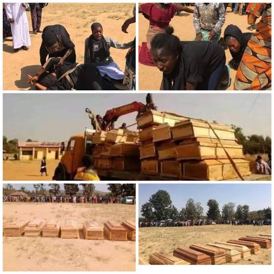 Families Give Mass Burial To 40 Christians Killed By Terrorists In Southern Kaduna