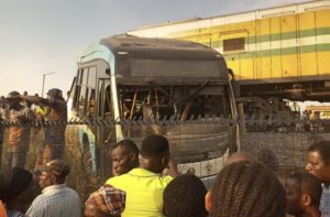 Many Fear Dead, Injured As Moving Train Crushes Govt Staff Bus In Lagos