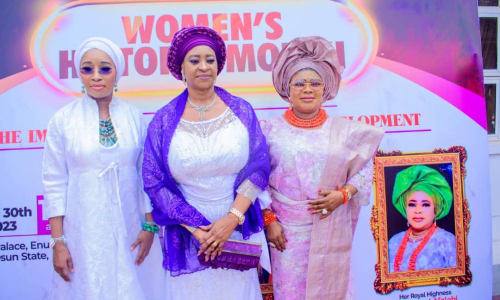 Photo 1 Wife of the Governor of Osun State Erelu Ngozi Adeleke (middle), flanked by the conveners of the event Olori Afolabi and Olori Afolabi.